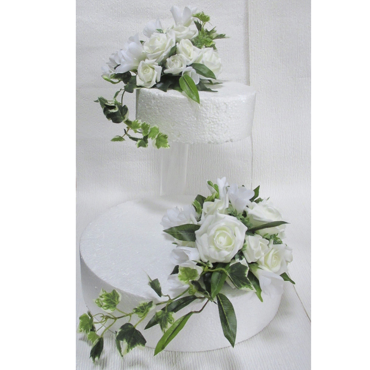 Roses, Hydrangea & Freesia with trailing ivy Cake Toppers